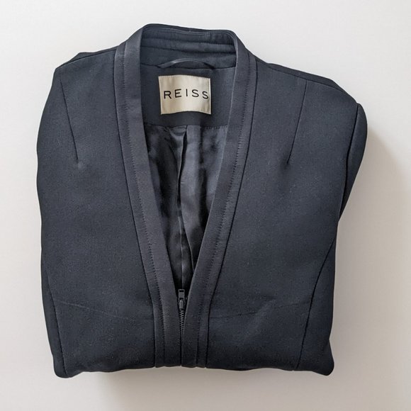 Reiss Jackets & Blazers - Reiss Black Welt Pockets Open Front Blazer